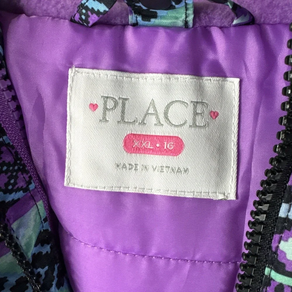 Girls The Children's Place‎ Hooded Puffer Jacket XXL 16 Aztec Geometric